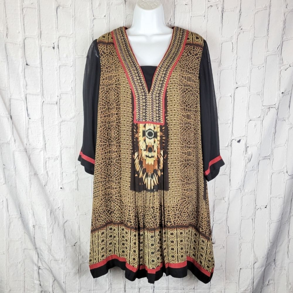 Ritu Kumar Boho Beaded Flowy Loose Fit Shift Dress